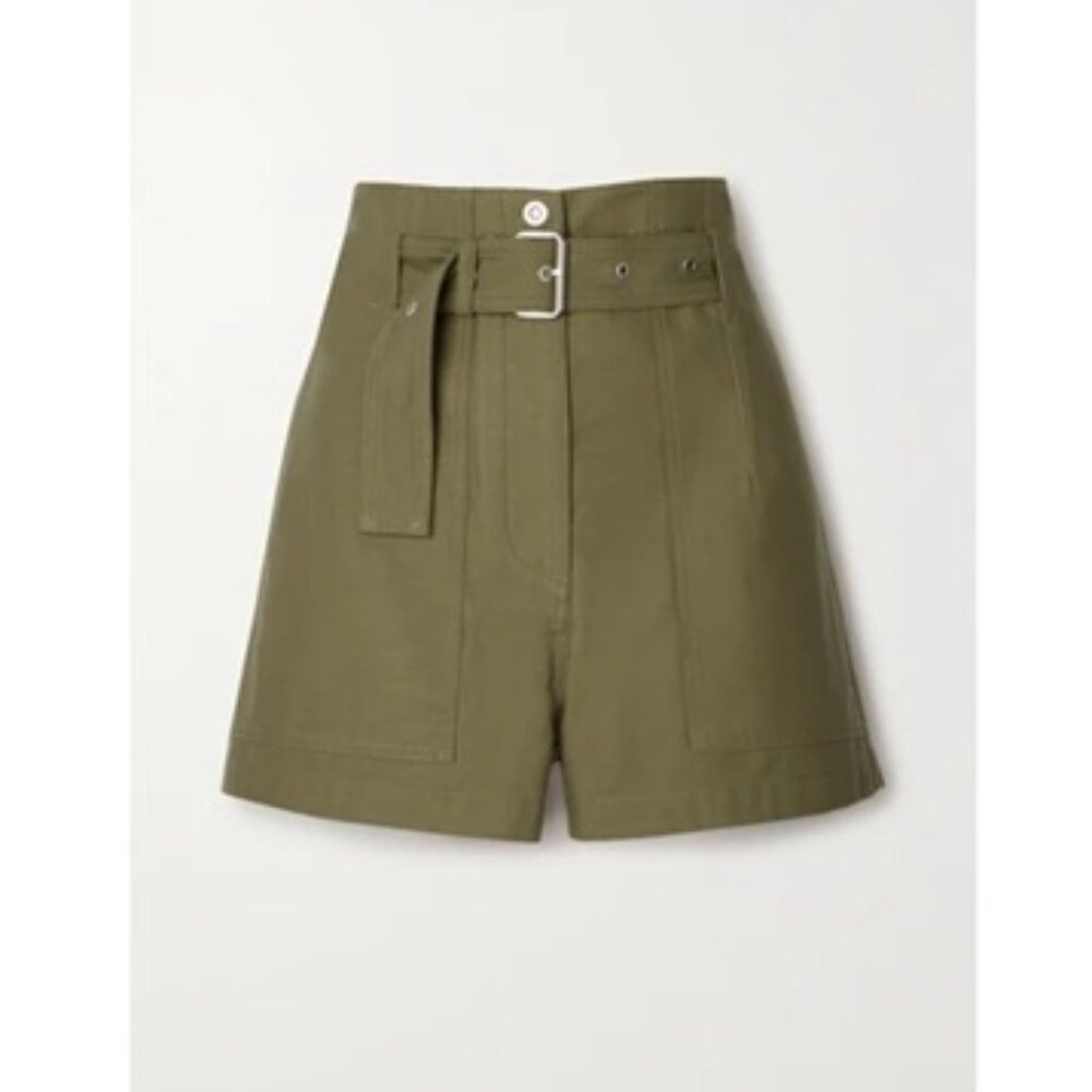 3.1 PHILLIP LIM Belted Cotton-canvas Green Shorts Sz 2 $325